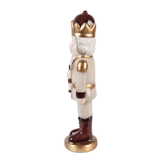 Clayre & Eef | Kerstdecoratie Notenkraker Beige Rood 9x7x26 cm | 6CE2259