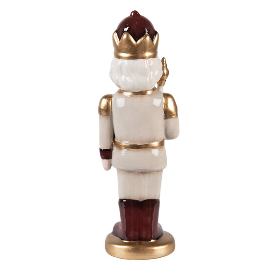 Clayre & Eef | Kerstdecoratie Notenkraker Beige Rood 9x7x26 cm | 6CE2259