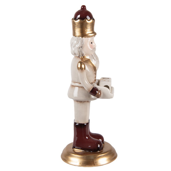 Clayre &amp; Eef | Kerstdecoratie Notenkraker met kalender Beige Rood 10x10x27 cm | 6CE2260