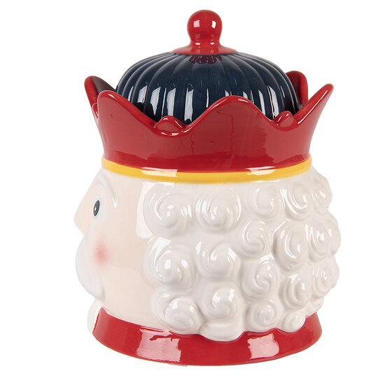 Clayre &amp; Eef | Voorraadpot Deksel Rood Wit &oslash; 16x19 cm | 6CE2266