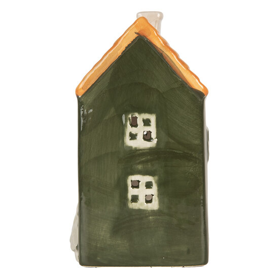 Clayre &amp; Eef | Theelichthouder Kerst Huisje Groen Oranje 9x8x15 cm | 6CE2276