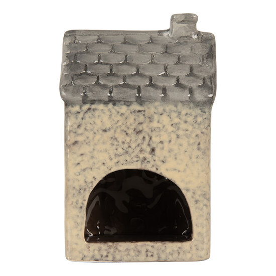Clayre &amp; Eef | Theelichthouder Kerst Huisje Beige Grijs 9x8x15 cm | 6CE2277