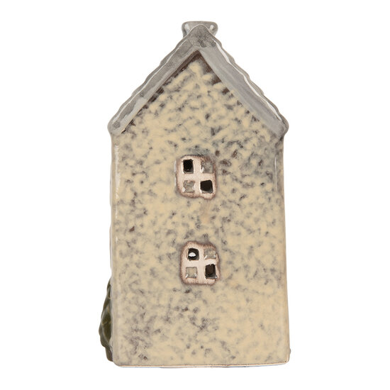 Clayre &amp; Eef | Theelichthouder Kerst Huisje Beige Grijs 9x8x15 cm | 6CE2277