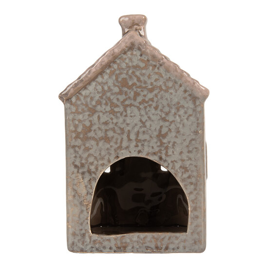 Clayre &amp; Eef | Theelichthouder Kerst Huisje Blauw Roze 10x8x15 cm | 6CE2280