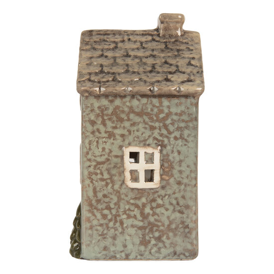 Clayre &amp; Eef | Theelichthouder Kerst Huisje Groen Beige 10x8x15 cm | 6CE2281