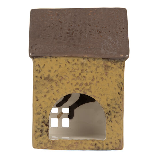Clayre &amp; Eef | Theelichthouder Kerst Huisje Groen Bruin 10x7x14 cm | 6CE2286