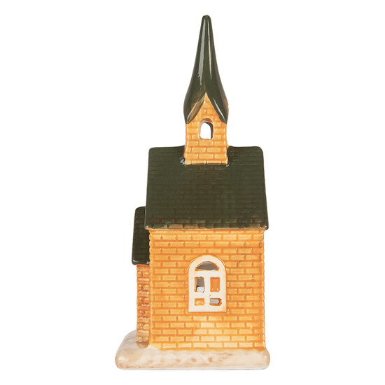 Clayre &amp; Eef | Theelichthouder Kerst Huisje Oranje Groen 9x8x21 cm | 6CE2287