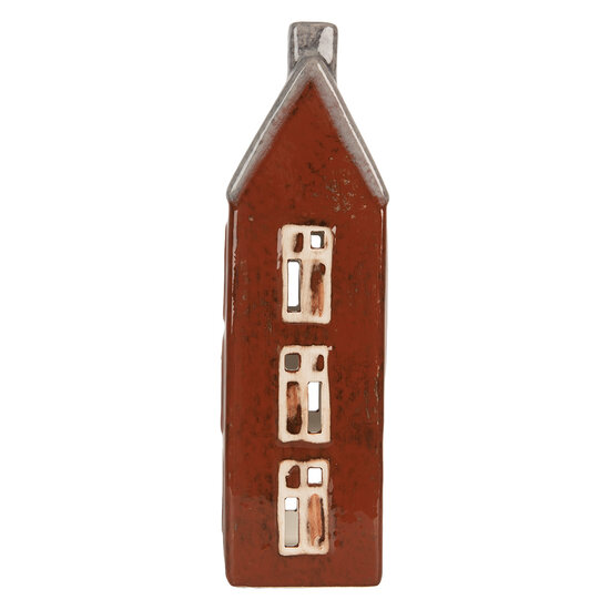 Clayre &amp; Eef | Theelichthouder Kerst Huisje Bruin Grijs 10x7x26 cm | 6CE2295
