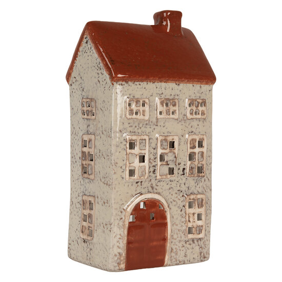 Clayre &amp; Eef | Theelichthouder Kerst Huisje Beige Bruin 12x8x24 cm | 6CE2296