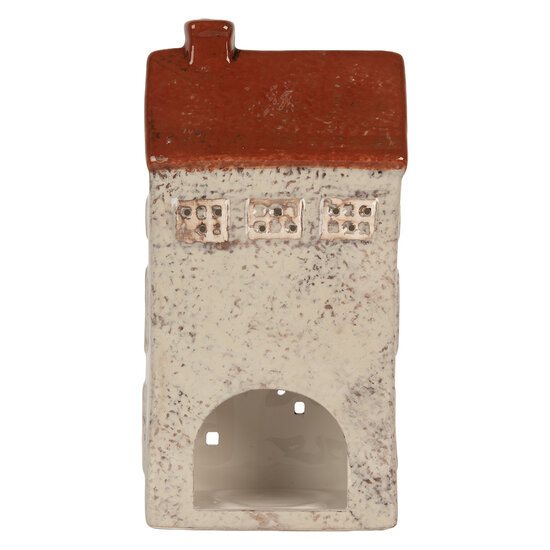 Clayre &amp; Eef | Theelichthouder Kerst Huisje Beige Bruin 12x8x24 cm | 6CE2296