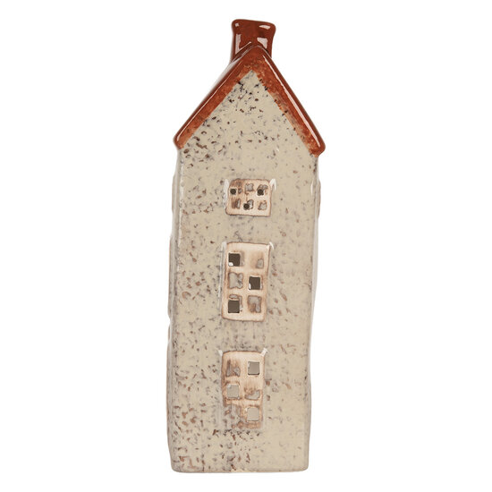 Clayre &amp; Eef | Theelichthouder Kerst Huisje Beige Bruin 12x8x24 cm | 6CE2296