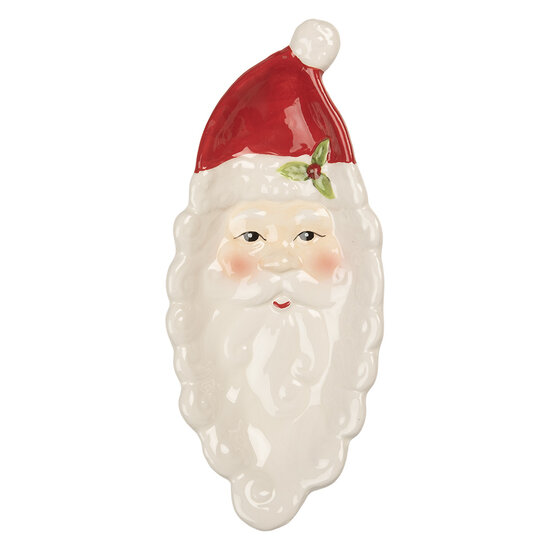 Clayre &amp; Eef | Serveerschaal Wit Rood 11x25x3 cm | 6CE2318