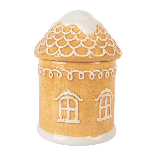 Clayre &amp; Eef | Voorraadpot Deksel Bruin Wit &oslash; 13x17 cm | 6CE2363