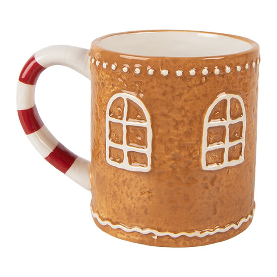 Clayre &amp; Eef | Mok met deksel Bruin Wit 14x10x15 cm / 450 ml | 6CEMU0214