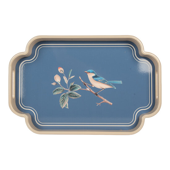 Clayre &amp; Eef | Decoratief Dienblad set van 2 Blauw Beige 46x30x5 / 35x24x5 cm | 6H2459