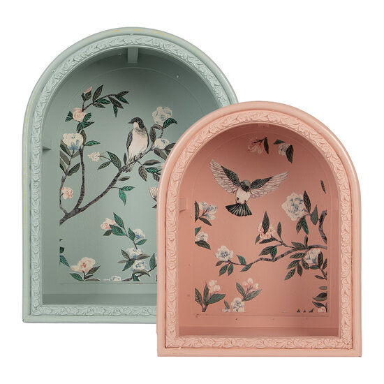 Clayre &amp; Eef | Wandrek Blauw Roze (set van 2) 30x16x40 / 24x14x30 cm | 6H2460