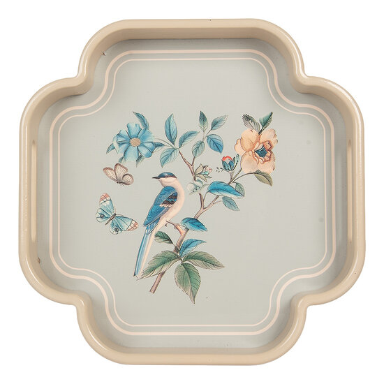 Clayre &amp; Eef | Decoratief Dienblad set van 2 Beige Roze 30x30x5 / 24x24x5 cm | 6H2461