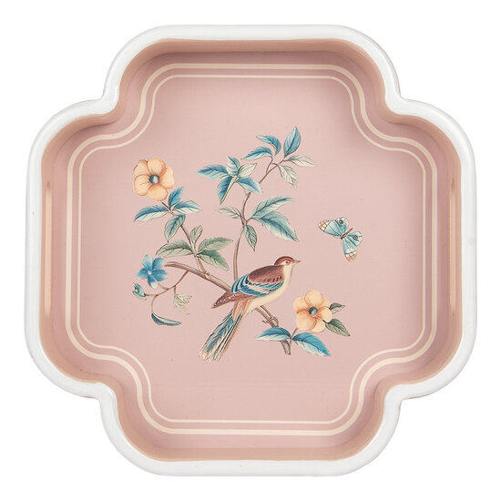 Clayre &amp; Eef | Decoratief Dienblad set van 2 Beige Roze 30x30x5 / 24x24x5 cm | 6H2461