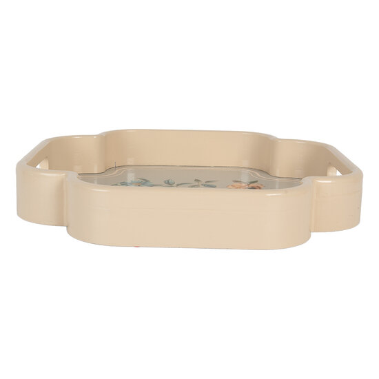 Clayre &amp; Eef | Decoratief Dienblad set van 2 Beige Roze 30x30x5 / 24x24x5 cm | 6H2461