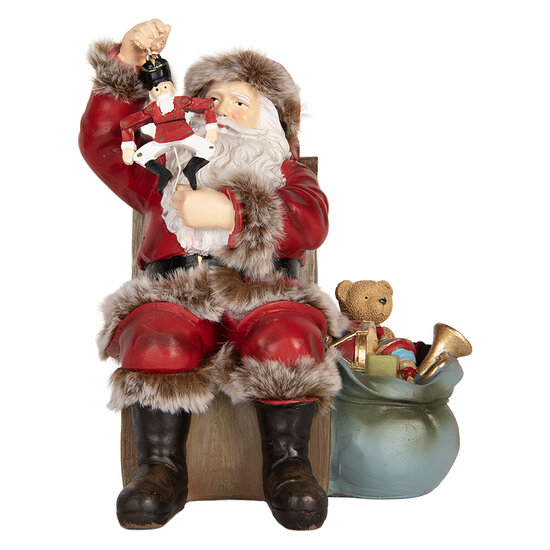 Clayre &amp; Eef | Kerstdecoratie Kerstman Rood Wit 16x13x19 cm | 6PR5749