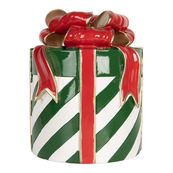 Clayre &amp; Eef | Decoratie Cadeautje Groen Rood &oslash; 21x25 cm | 6PR5764