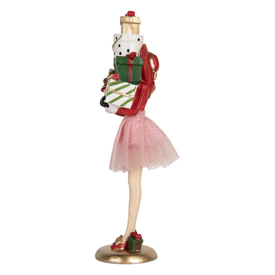 Clayre &amp; Eef | Decoratie Vrouw Roze Wit 10x10x36 cm | 6PR5769