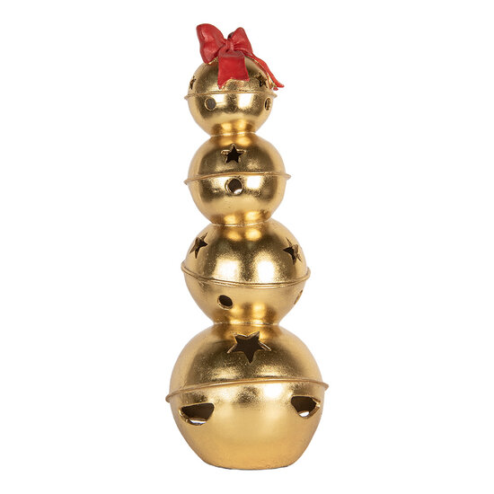Clayre &amp; Eef | Decoratie opgestapelde Bellen Goudkleurig Rood 20x20x54 cm | 6PR5771