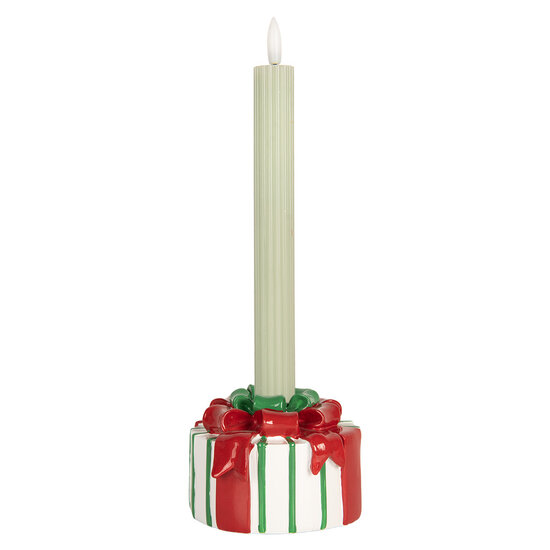 Clayre &amp; Eef | Kandelaar Wit Rood 12x11x7 cm | 6PR5774
