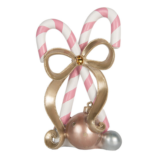 Clayre &amp; Eef | Decoratie zuurstok Roze Goudkleurig 19x14x30 cm | 6PR5775