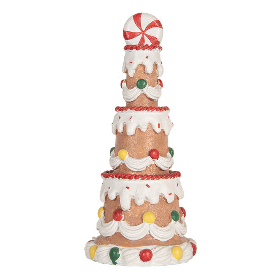 Clayre &amp; Eef | Decoratie taart Bruin Wit &oslash; 10x22 cm | 6PR5779