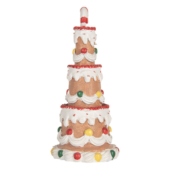 Clayre &amp; Eef | Decoratie taart Bruin Wit &oslash; 10x22 cm | 6PR5779