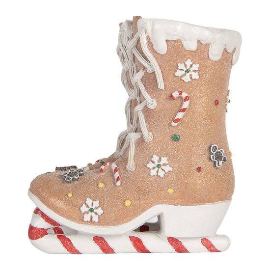 Clayre &amp; Eef | Decoratie Schaatsen Bruin Wit 19x14x20 cm | 6PR5780