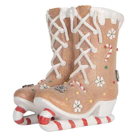 Clayre &amp; Eef | Decoratie Schaatsen Bruin Wit 19x14x20 cm | 6PR5780