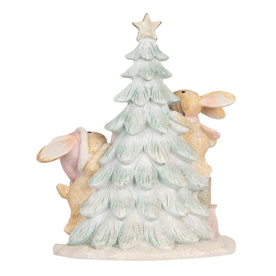 Clayre &amp; Eef | Decoratie Konijnen met LED Bruin Wit 14x8x16 cm | 6PR5880