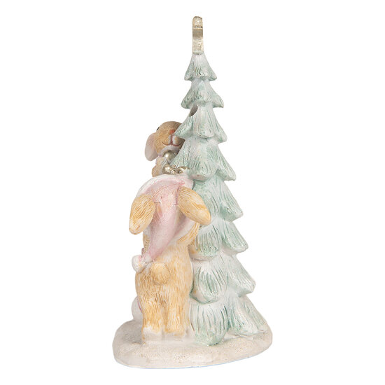 Clayre &amp; Eef | Decoratie Konijnen met LED Bruin Wit 14x8x16 cm | 6PR5880