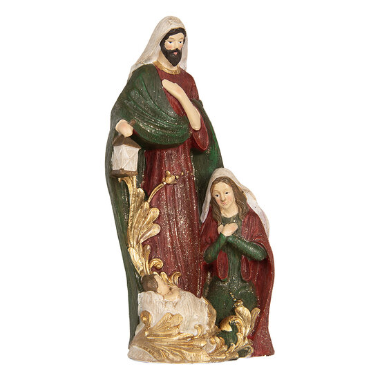 Clayre &amp; Eef | Kerstdecoratie Kerstgroep Beige Rood 15x10x27 cm | 6PR5899