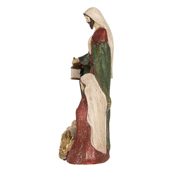 Clayre &amp; Eef | Kerstdecoratie Kerstgroep Beige Rood 15x10x27 cm | 6PR5899