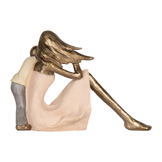 Clayre &amp; Eef | Decoratie Moeder met Kind Goudkleurig Roze 23x9x16 cm | 6PR5900