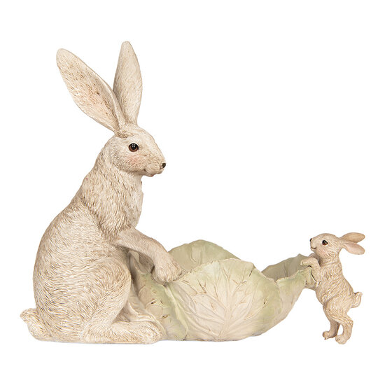 Clayre &amp; Eef | Decoratie Konijnen met schaal Beige 29x14x26 cm | 6PR5905