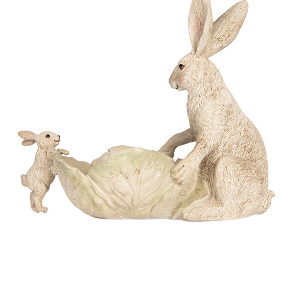 Clayre &amp; Eef | Decoratie Konijnen met schaal Beige 29x14x26 cm | 6PR5905