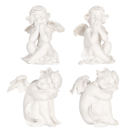 Clayre &amp; Eef | Decoratie Engelen (set 4) Wit 16x14x19 cm | 6PR5914