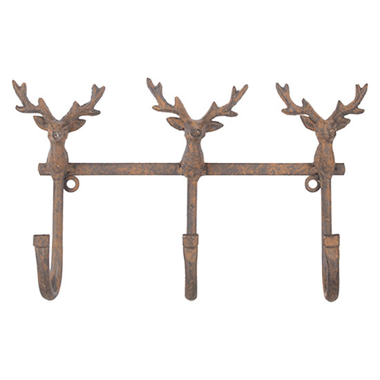 Clayre &amp; Eef | Wandkapstok Bruin 27x5x15 cm | 6Y5948