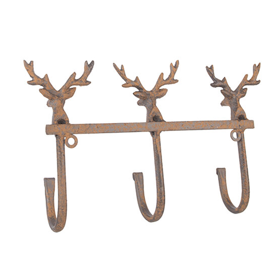Clayre &amp; Eef | Wandkapstok Bruin 27x5x15 cm | 6Y5948