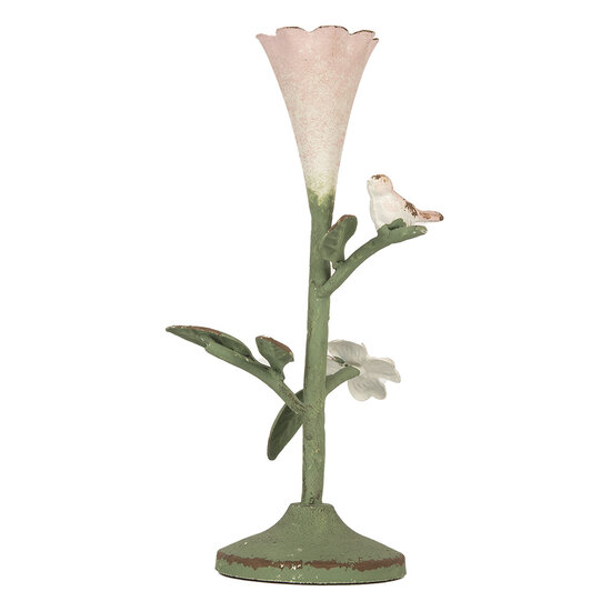Clayre &amp; Eef | Kandelaar Groen Roze 12x12x26 cm | 6Y5953