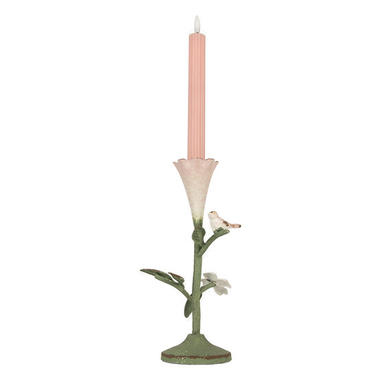 Clayre &amp; Eef | Kandelaar Groen Roze 12x12x26 cm | 6Y5953