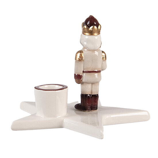 Clayre &amp; Eef | Kandelaar Notenkraker Beige Rood 15x14x12 cm | 6CE2253