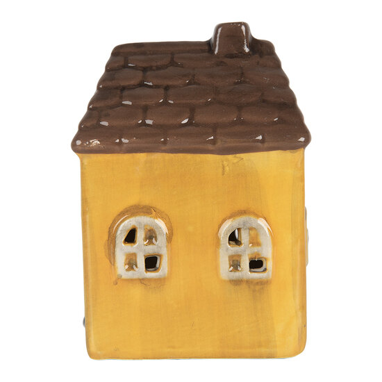Clayre &amp; Eef | Decoratie Huisje met LED Geel Bruin 7x6x10 cm | 6CE2268
