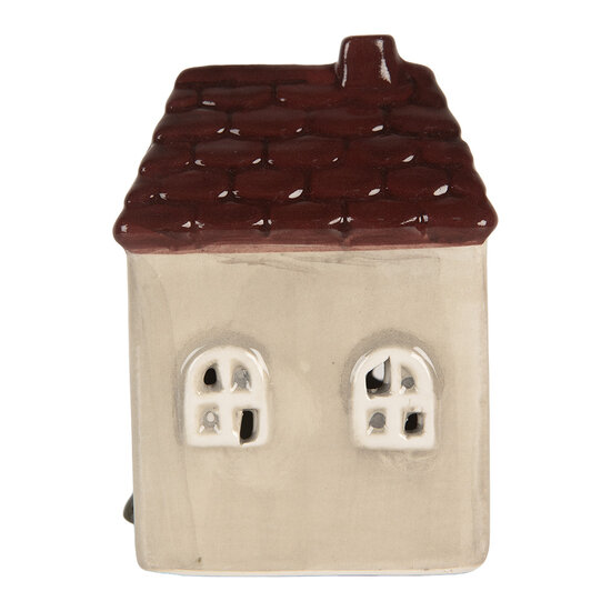 Clayre &amp; Eef | Decoratie Huisje met LED Beige Rood 7x6x10 cm | 6CE2269