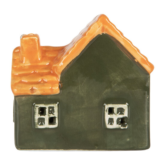 Clayre &amp; Eef | Decoratie Huisje met LED Groen Oranje 8x6x8 cm | 6CE2270