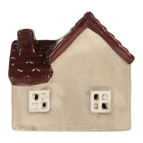 Clayre &amp; Eef | Decoratie Huisje met LED Beige Rood 8x6x8 cm | 6CE2271